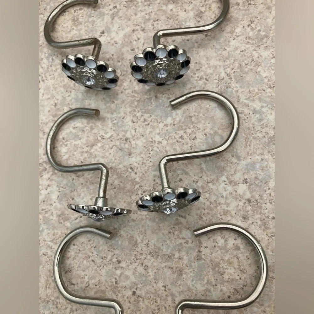 Shower Curtain Rings Silver White and black